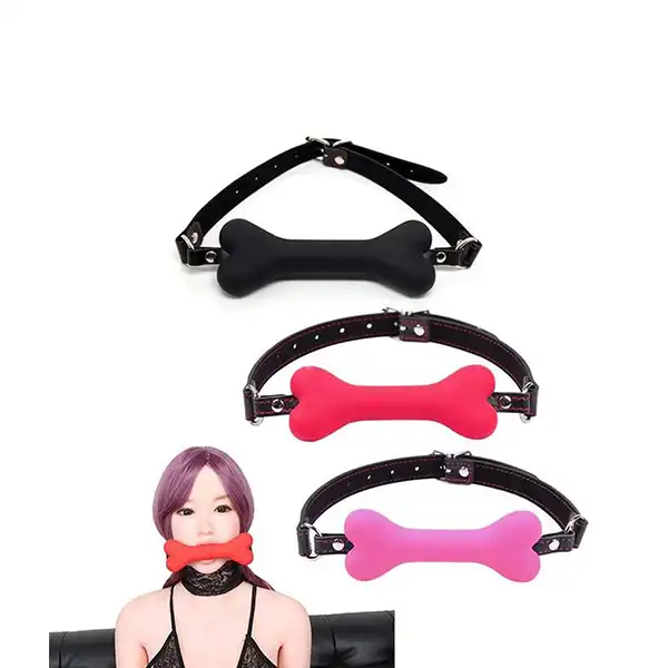 Dog Bone Neck Strap Sex Toys Leather Mouth Gag - Product Gallery View 4 | act wellness