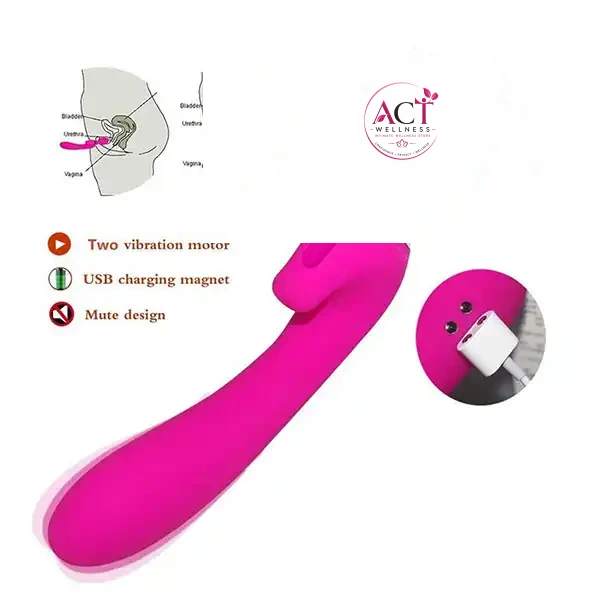 Dual Vibrators G-Spot Woman USB Rechargeable Magic Wand Massager - Product Gallery View 4 | act wellness