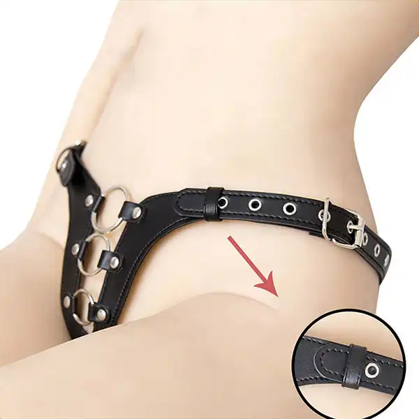 Female Adjustable Chastity belt Leather Bondage Panty - Product Gallery View 2 | act wellness