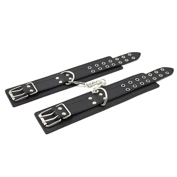 Fetish Black Leather Wrist Restraints Sexy Costume Cosplay Slave Hand Cuffs - Product Gallery View 2 | act wellness