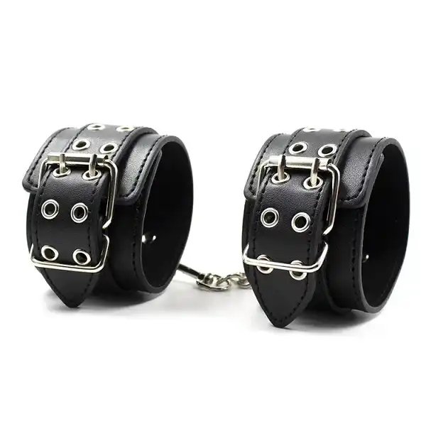 Fetish Black Leather Wrist Restraints Sexy Costume Cosplay Slave Hand Cuffs - Product Gallery View 3 | act wellness