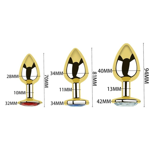 Golden 3 Pcs Luxury Round Shaped Anal Butt Plug - Product Gallery View 3 | act wellness