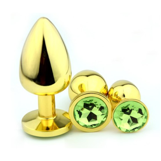 Golden 3 Pcs Luxury Round Shaped Anal Butt Plug - Product Gallery View 4 | act wellness