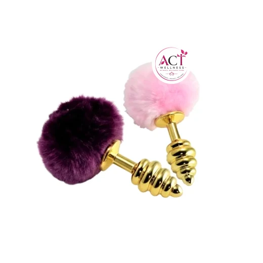 Golden Feather Thread Anal Plug Fox Tail - Product Gallery View 3 | act wellness