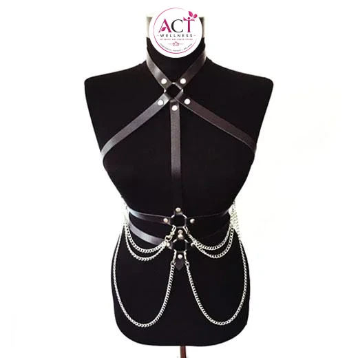 Harness Sexy Garter Belt Woman Leather Fetish Body Bondage - Product Gallery View 4 | act wellness