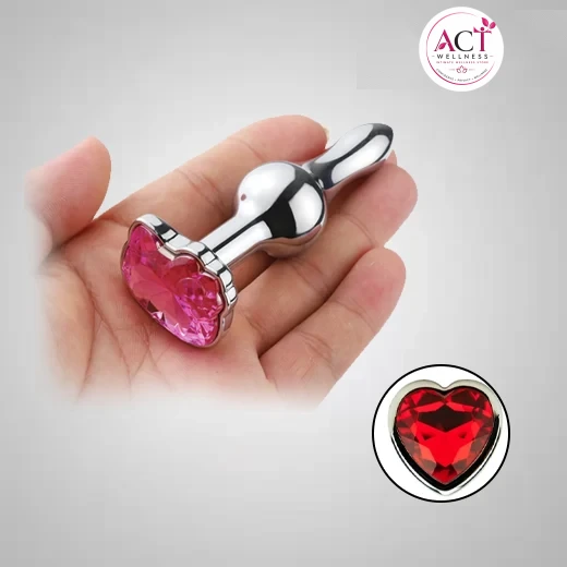 Heart Shape Metal Jewel Crystal Anal Butt Plug - Buy Online in India | act wellness - view 1