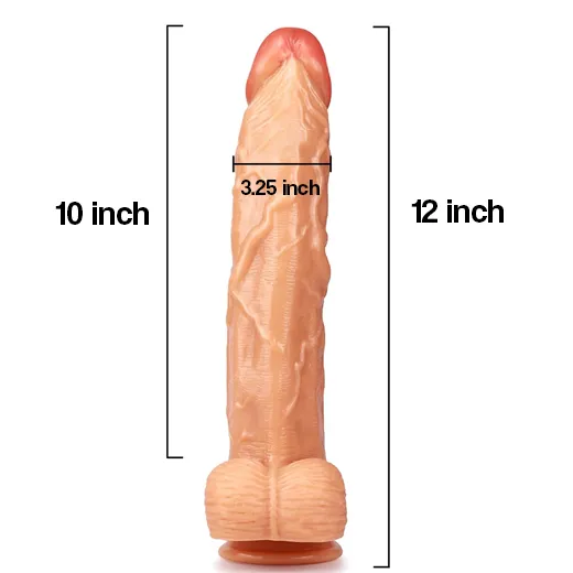 King Size 12 inch Huge Cock Dildo with Hands-Free Suction Cup Base Flesh - Product Gallery View 2 | act wellness