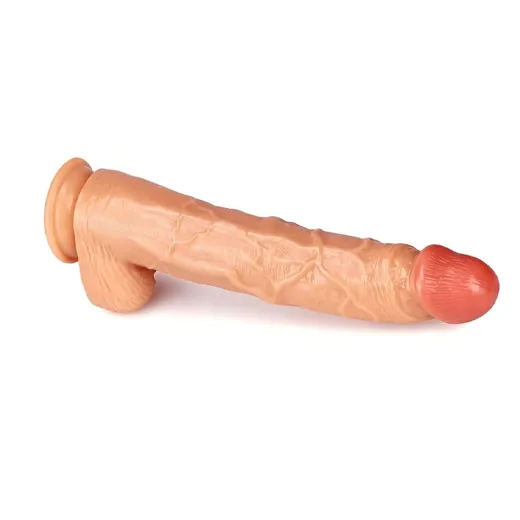 King Size 12 inch Huge Cock Dildo with Hands-Free Suction Cup Base Flesh - Product Gallery View 5 | act wellness