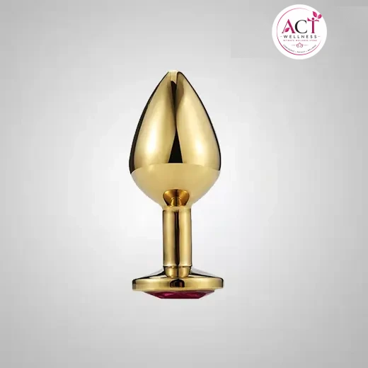 Large Golden Luxury Round Shaped Anal Butt Plug - Buy Online in India | act wellness - view 1