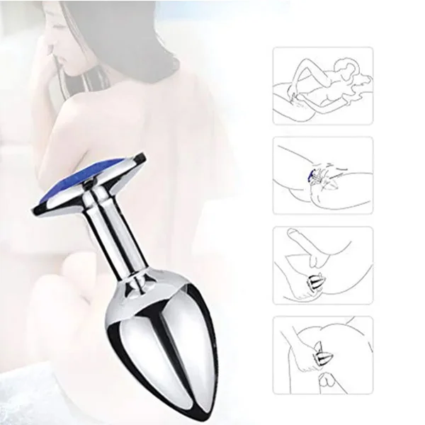 Large Stainless Steel Anal Crystal Masturbation Plug - Product Gallery View 2 | act wellness