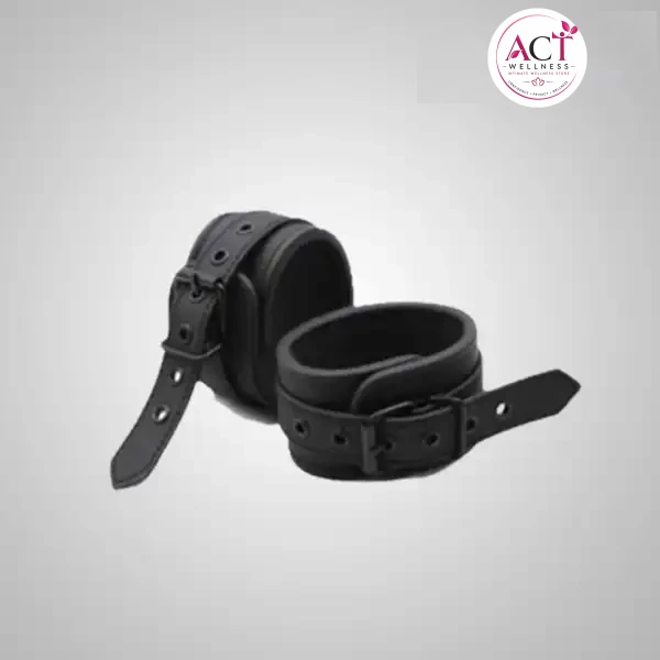 Black Leather BDSM Bondage Handcuffs - Buy Online in India | act wellness - view 1
