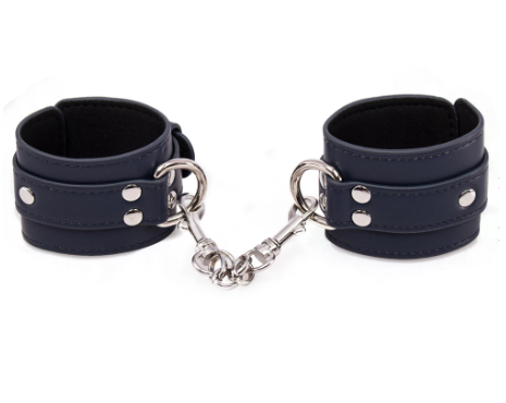 Black Leather BDSM Bondage Handcuffs - Product Gallery View 2 | act wellness
