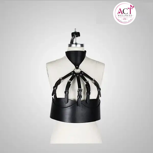 Leather belt harness bust body garters bondage choker - Buy Online in India | act wellness - view 1