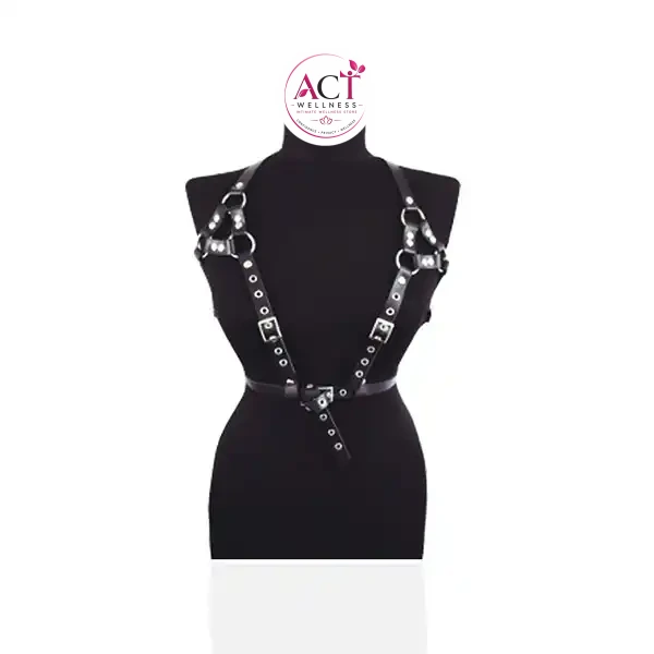Leather Belts Bondage Cage Punk Sculpture Harness - Product Gallery View 2 | act wellness