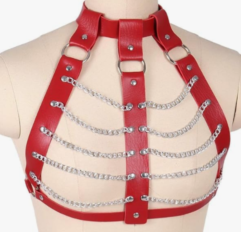 Leather Body Harness Chain Bra Bralette - Product Gallery View 4 | act wellness