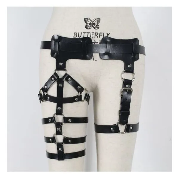Leather Body Harness Waist Leg League Bondage - Product Gallery View 3 | act wellness