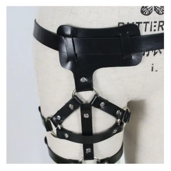Leather Body Harness Waist Leg League Bondage - Product Gallery View 4 | act wellness