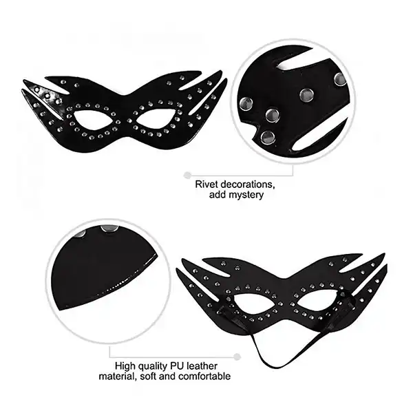 Bdsm Leather Cat Eye Mask - Product Gallery View 2 | act wellness