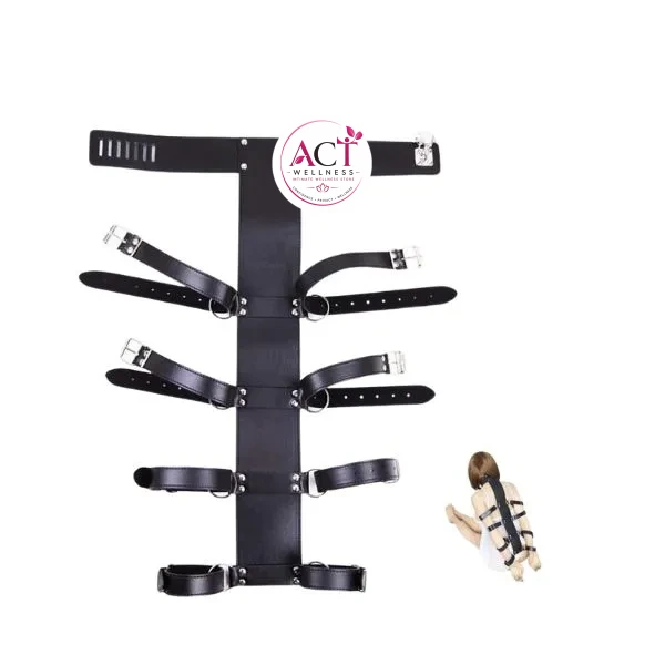 Leather Handcuffs Neck Sleeves Binding Back Tied Hands BDSM - Product Gallery View 2 | act wellness