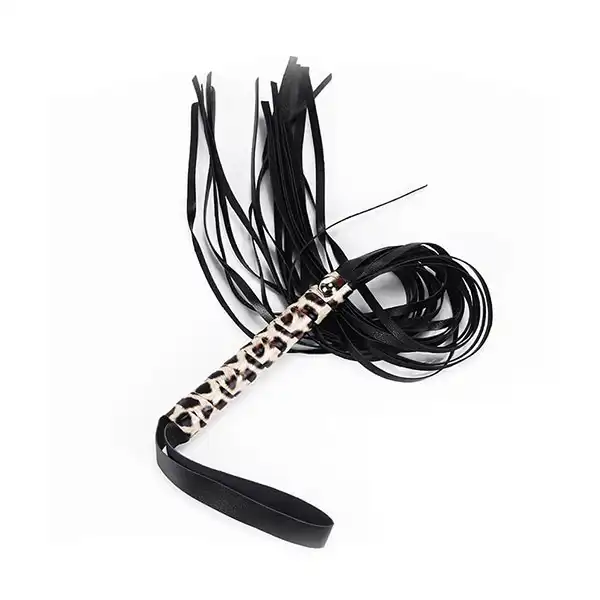 Leather Leopard Grain Hand Shank Whip - Product Gallery View 3 | act wellness