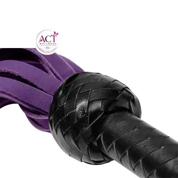 Leather Nubuck Purple Flogger Whip - Product Gallery View 2 | act wellness