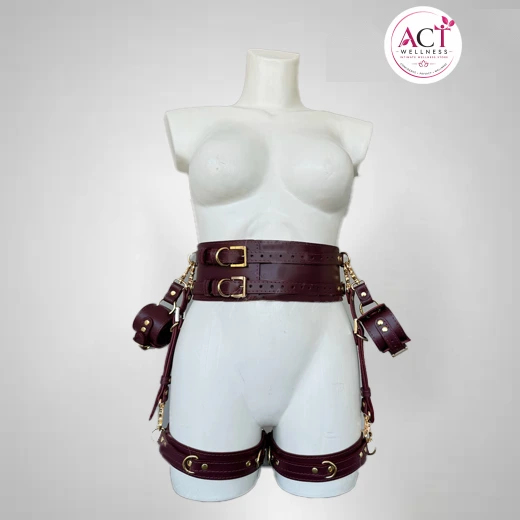 Leather Thigh Harness Set With Waist and Handcuffs - Buy Online in India | act wellness - view 1