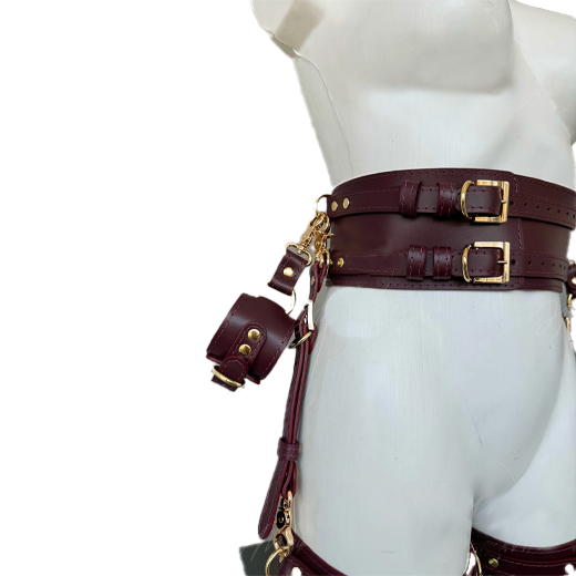 Leather Thigh Harness Set With Waist and Handcuffs - Product Gallery View 3 | act wellness