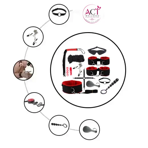 Luxury 12Pcs Leather Bdsm Bondage Kit - Product Gallery View 2 | act wellness
