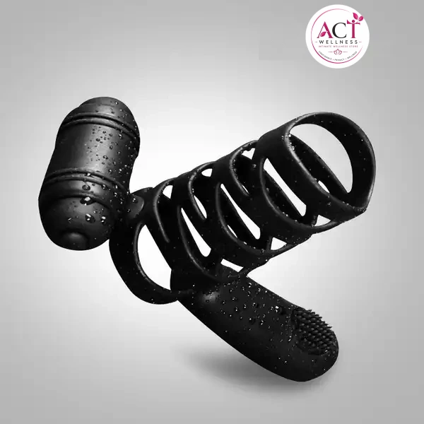 Male Cock Ring Chastity Cage Double Vibrating Ring - Buy Online in India | act wellness - view 1