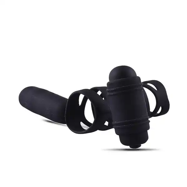 Male Cock Ring Chastity Cage Double Vibrating Ring - Product Gallery View 2 | act wellness