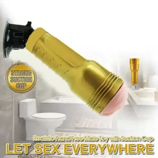 Golden Masturbator With Suction Cup For Men - Product Gallery View 3 | act wellness