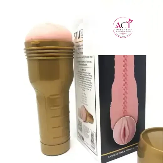 Golden Masturbator With Suction Cup For Men - Product Gallery View 5 | act wellness