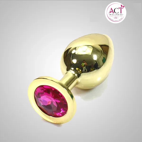 Medium Golden Luxury Round Shaped Anal Butt Plug - Buy Online in India | act wellness - view 1