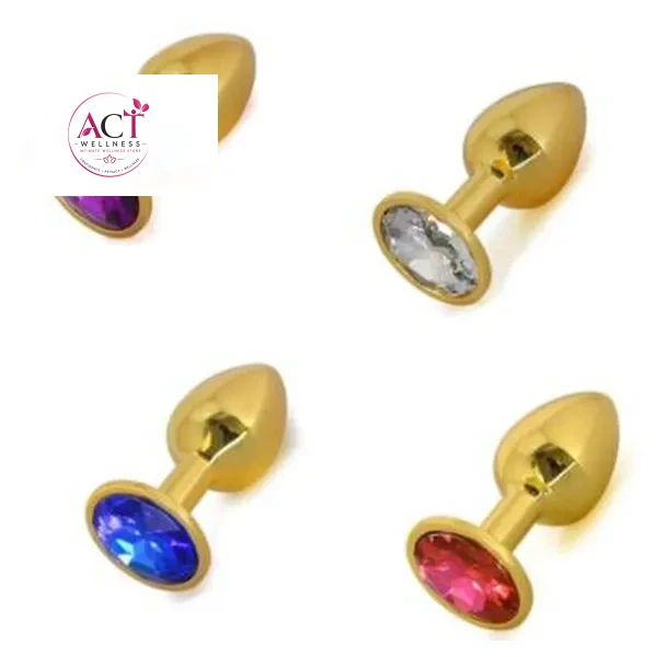 Medium Golden Luxury Round Shaped Anal Butt Plug - Product Gallery View 2 | act wellness