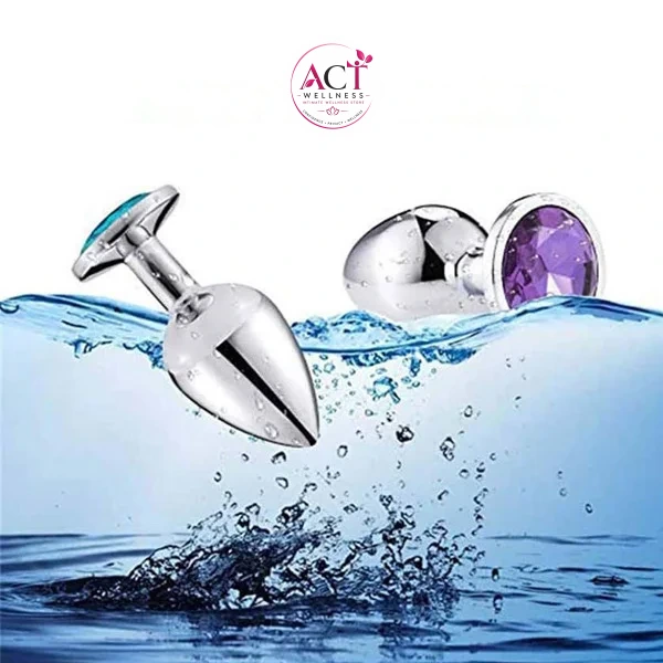 Medium Size Crystal Jewelry Steel Butt Plug - Product Gallery View 2 | act wellness