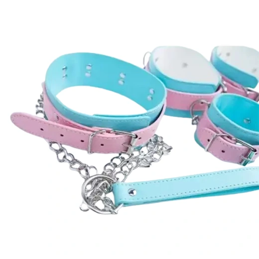Bondage kit, handcuffs, ankle cuffs, collar and leash - Product Gallery View 3 | act wellness