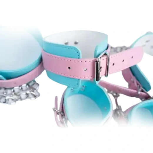 Bondage kit, handcuffs, ankle cuffs, collar and leash - Product Gallery View 4 | act wellness