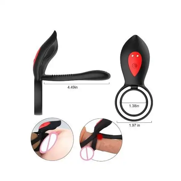 New Couples Delay Ejaculation Penis Vibrator With Double Cock Ring - Product Gallery View 3 | act wellness