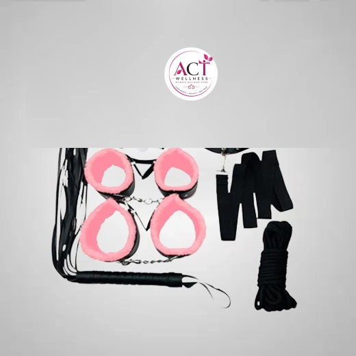 Pink & Black 7 Pcs set BDSM Bondage Kit Handcuffs - Buy Online in India | act wellness - view 1