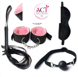 Pink & Black 7 Pcs set BDSM Bondage Kit Handcuffs - Product Gallery View 5 | act wellness