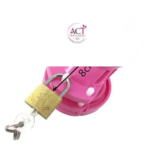 Pink Chastity Locked Cage Sex Toy for Men - Product Gallery View 2 | act wellness