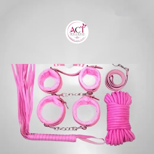 7 Pcs Pink Color Bondage Women Sex BDSM Restraint Set - Buy Online in India | act wellness - view 1