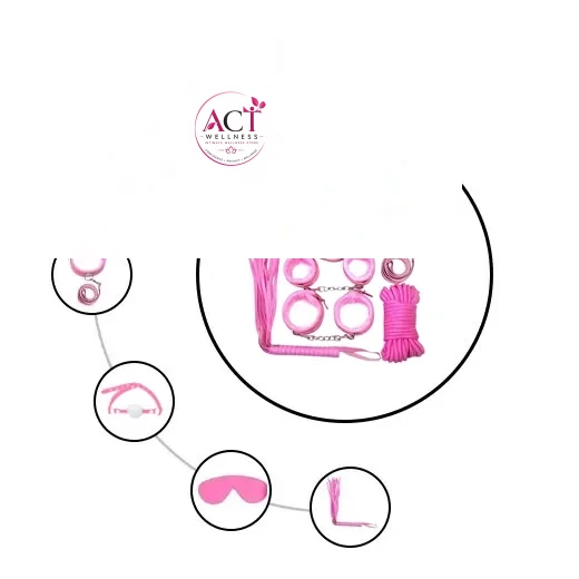 7 Pcs Pink Color Bondage Women Sex BDSM Restraint Set - Product Gallery View 2 | act wellness