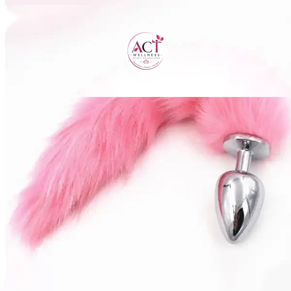Pink Tail Butt Plug Fox Tail BDSM - Product Gallery View 2 | act wellness