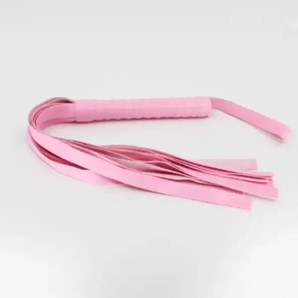 Pink Faux Leather Whip Flog Flogger - Product Gallery View 3 | act wellness