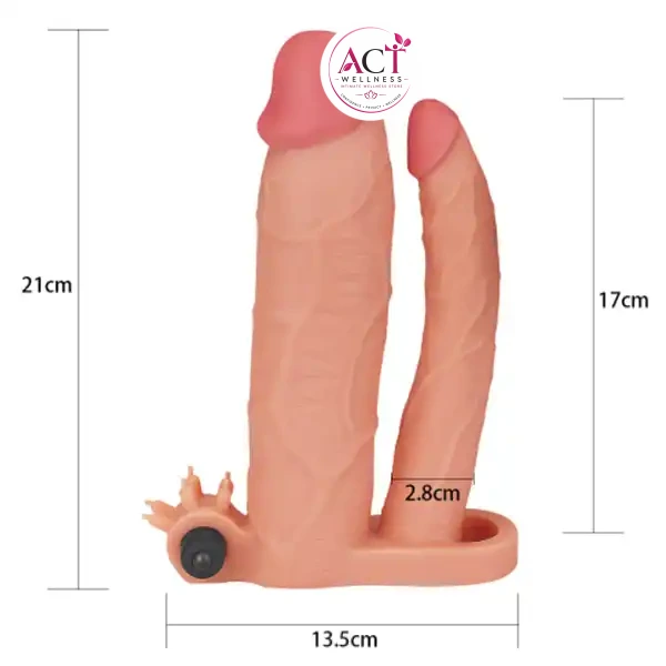 Pleasure X-Tender Vibrating Double Penis Sleeve - Product Gallery View 3 | act wellness