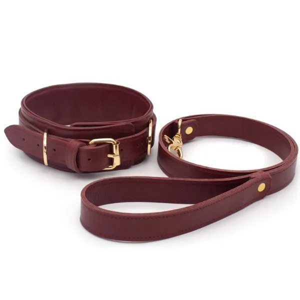 Burgundy Bondage Leather Restraint Set, Cuffs, and Collar - Product Gallery View 5 | act wellness