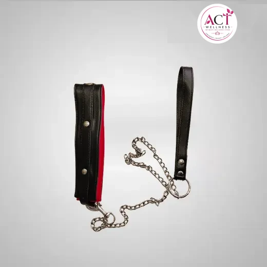 Pu Leather collar and chain leash set - Buy Online in India | act wellness - view 1