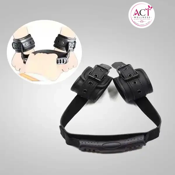 PU Leather Handcuffs With Traction Handle Fetish For Woman Couples - Buy Online in India | act wellness - view 1