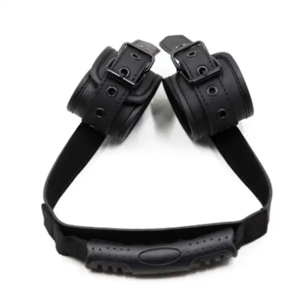 PU Leather Handcuffs With Traction Handle Fetish For Woman Couples - Product Gallery View 2 | act wellness